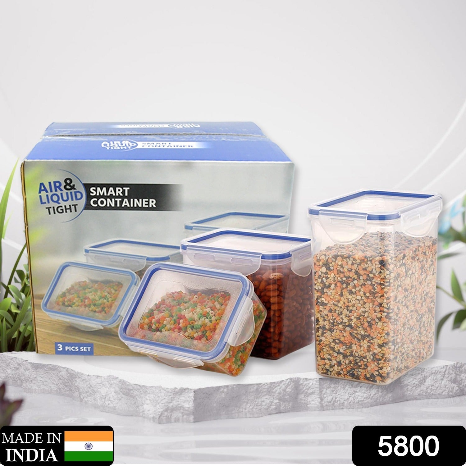 5800 Classics Rectangular Plastic Airtight Food Storage Containers With Leak Proof Locking Lid Storage Container Set Of 3 Pc( Approx Capacity 500ml1000ml1500ml Transparent) 5800 Classics Rectangular Plastic Airtight Food Storage Containers With Leak Proof Locking Lid Storage Container Set Of 3 Pc( Approx Capacity 500ml1000ml1500ml Transparent)